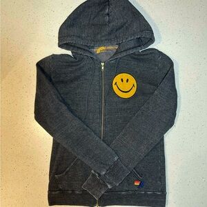 Aviator Nation Gray Hoodie with Yellow Smiley